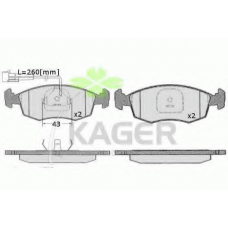 35-0231 KAGER Комплект тормозных колодок, дисковый тормоз