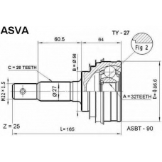 TY-27 ASVA Шарнирный комплект, приводной вал