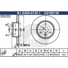 B1.G209-0136.1 GALFER Тормозной диск