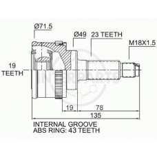 OJ-0727 InterParts Шарнирный комплект, приводной вал