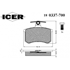 180337-700 ICER Комплект тормозных колодок, дисковый тормоз
