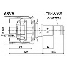 TYIU-LC200 ASVA Шарнирный комплект, приводной вал