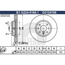 B1.G224-0166.1 GALFER Тормозной диск