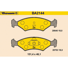 BA2144 BARUM Комплект тормозных колодок, дисковый тормоз