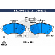 B1.G102-0197.2 GALFER Комплект тормозных колодок, дисковый тормоз