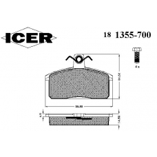 181355-700 ICER Комплект тормозных колодок, дисковый тормоз
