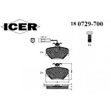 180729-700 ICER Комплект тормозных колодок, дисковый тормоз