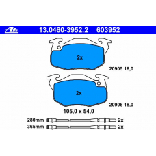 13.0460-3952.2 ATE Комплект тормозных колодок, дисковый тормоз