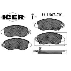 141367-701 ICER Комплект тормозных колодок, дисковый тормоз