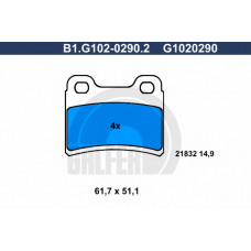 B1.G102-0290.2 GALFER Комплект тормозных колодок, дисковый тормоз
