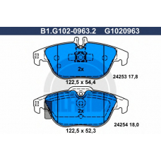 B1.G102-0963.2 GALFER Комплект тормозных колодок, дисковый тормоз