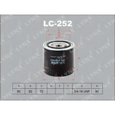LC252 LYNX Lc-252 фильтр масляный nissan almera(n16) 2.2d 03] / cabstar 2.5d 06] / murano(z51) 2.5d 05] / navar