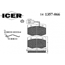141357-066 ICER Комплект тормозных колодок, дисковый тормоз