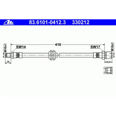83.6101-0412.3 ATE Тормозной шланг