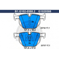 B1.G102-0588.2 GALFER Комплект тормозных колодок, дисковый тормоз