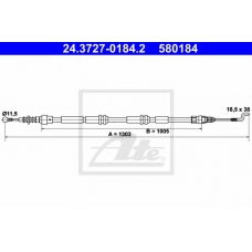 24.3727-0184.2 ATE Трос, стояночная тормозная система