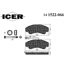 141522-066 ICER Комплект тормозных колодок, дисковый тормоз