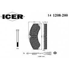 141208-200 ICER Комплект тормозных колодок, дисковый тормоз