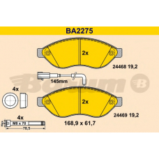 BA2275 BARUM Комплект тормозных колодок, дисковый тормоз