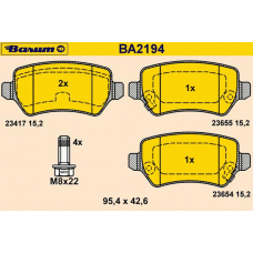 BA2194 BARUM Комплект тормозных колодок, дисковый тормоз