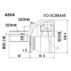 VO-XC9BA48 ASVA Шарнирный комплект, приводной вал