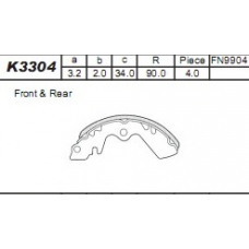 K3304 ASIMCO Комплект тормозных колодок
