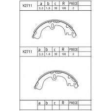 K2711 ASIMCO Комплект тормозных колодок