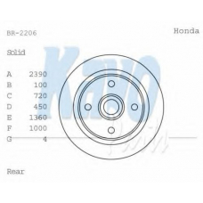 BR-2206 KAVO PARTS Тормозной диск