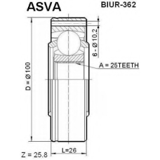 BIUR-362 ASVA Шарнирный комплект, приводной вал