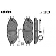 141803 ICER Комплект тормозных колодок, дисковый тормоз