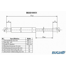 BGS10951 BUGIAD Газовая пружина, крышка багажник