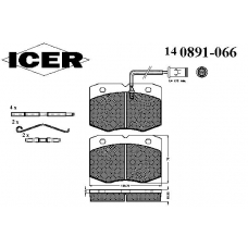 140891-066 ICER Комплект тормозных колодок, дисковый тормоз