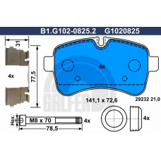 B1.G102-0825.2 GALFER Комплект тормозных колодок, дисковый тормоз