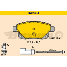 BA2304 BARUM Комплект тормозных колодок, дисковый тормоз