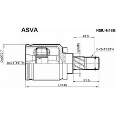 NSIU-N16B ASVA Шарнирный комплект, приводной вал