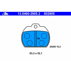 13.0460-2905.2 ATE Комплект тормозных колодок, дисковый тормоз