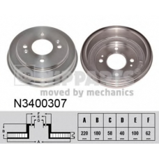 N3400307 NIPPARTS Тормозной барабан