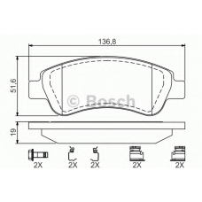 0 986 494 623 BOSCH Комплект тормозных колодок, дисковый тормоз