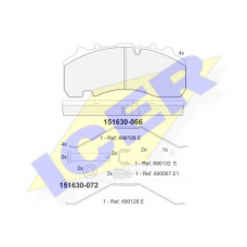 151630-066 ICER Комплект тормозных колодок, дисковый тормоз