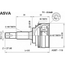 TY-01A48 ASVA Шарнирный комплект, приводной вал