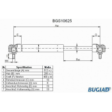 BGS10625 BUGIAD Газовая пружина, крышка багажник