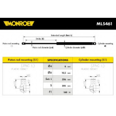 ML5461 MONROE Газовая пружина, капот