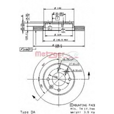 24156 E METZGER Тормозной диск