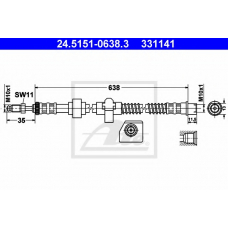 24.5151-0638.3 ATE Тормозной шланг