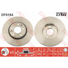 DF6184 TRW Тормозной диск