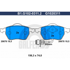 B1.G102-0311.2 GALFER Комплект тормозных колодок, дисковый тормоз
