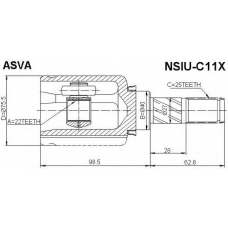 NSIU-C11X ASVA Шарнирный комплект, приводной вал