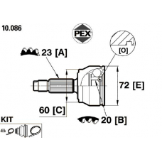 10.086 PEX Шарнир, приводной вал