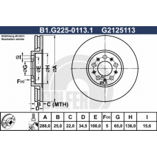 B1.G225-0113.1 GALFER Тормозной диск