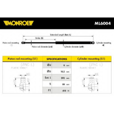 ML6004 MONROE Газовая пружина, капот